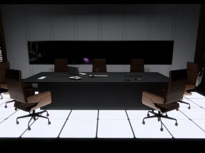 Office conference room with table and chairs 3D model