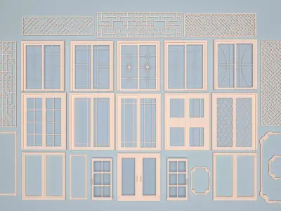 Windows collection beige 3D model