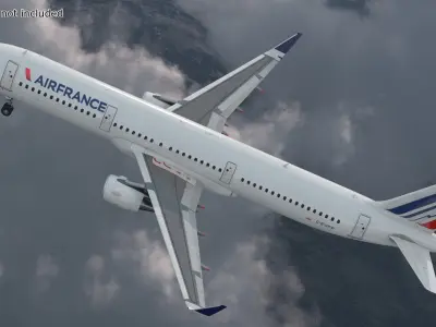  Air France Airbus A321 with Interior and Doors Rigged for Cinema 4D 