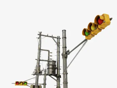 high quality traffic lights with 8k pbr textures  Low-poly 3D model