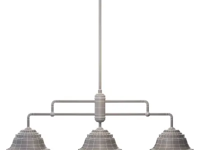 Avery Industrial Farmhouse Rustic Iron Glass Linear LED Pendant Low-poly 3D model