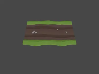 Low poly country road Low-poly 3D model