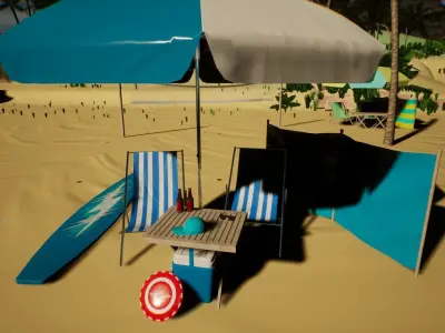 Beach Asset Pack Low-poly 3D model