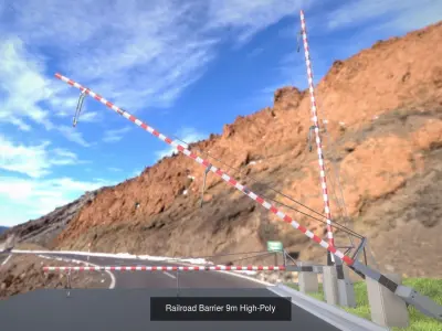 Railroad Barrier 9m High and Low-Poly 3D Model Pack