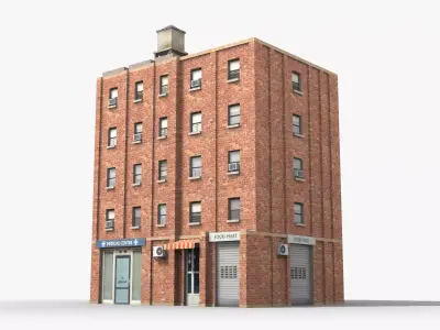 Apartment Building x13 Low-poly 3D model