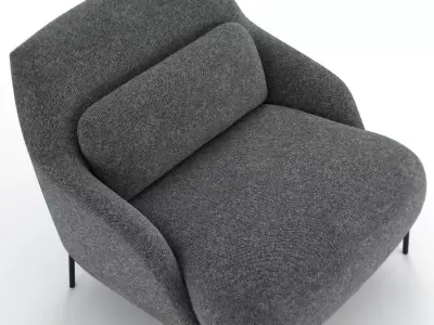 Armchair lounge chair in lime with legs 3D model