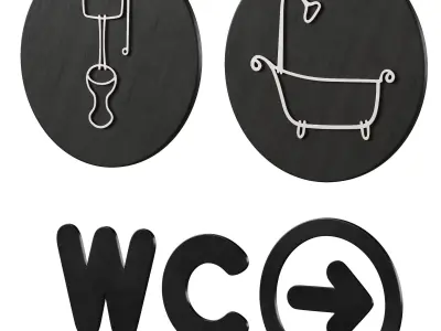 Restroom Directional Door Signs 5 3D model