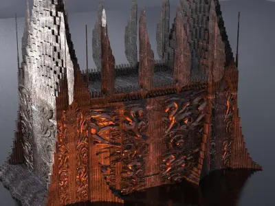 Norse Gods Engraved Dark Tower huge bridge 3D model
