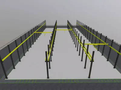 Steel Structure Warehouse-54mtx119mt Low-poly 3D model