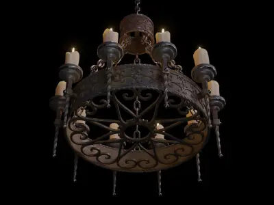 Candle Chandelier B - High and Low Poly Models Low-poly 3D model