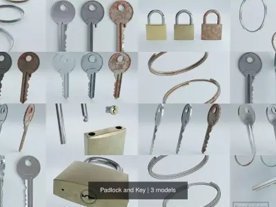 Padlock and Key 3D Model Pack