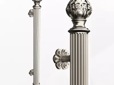 Classic Door Handle 05 Chrome Low-poly 3D model