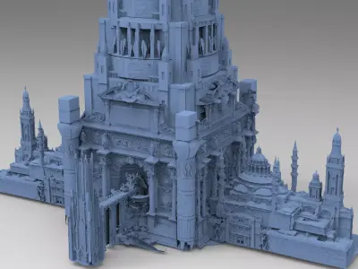 Fantasy Art Deco New York Art Deco Bridges Towers advanced 3D model