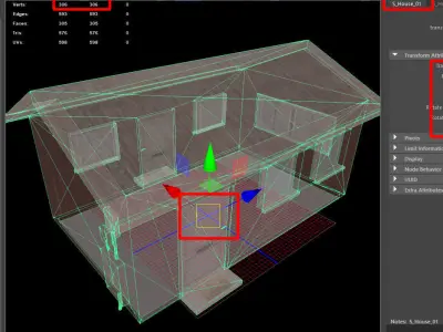 house Collection - PBR - low poly 3D model with sign 3D Model Pack