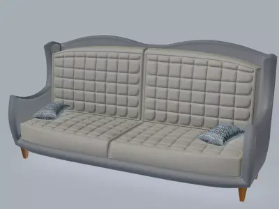 Chesterfield Vintage Wingback Sofa 3D model
