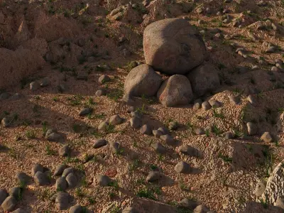 rock and plant 3D model