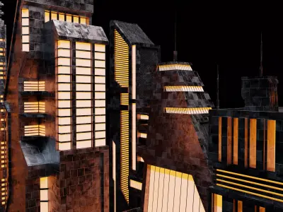 Sci-fi city building kit Low-poly 3D model