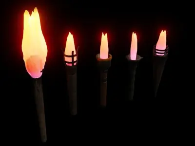Animated fire torches with looping animation Low-poly 3D model