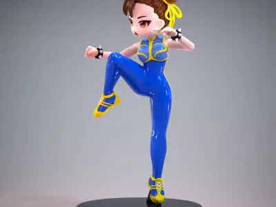 Mini Chun Li Alpha Outfit 03 - Street Fighter Game Figure 3D print model