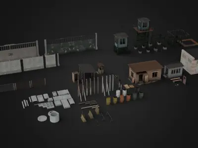 Street Props Pack Low-poly 3D model