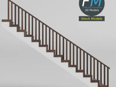Wooden staircase 3D model