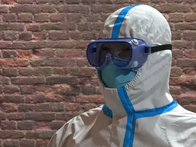  Man in Disposable Medical Protective Suit Rigged 