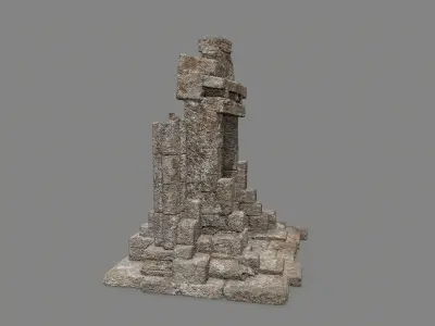 old door Low-poly 3D model 6