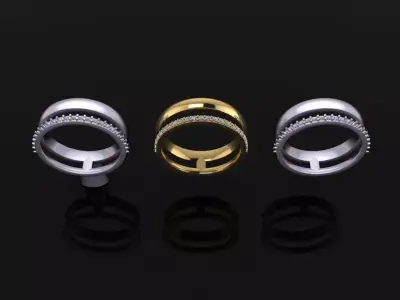 DOUBLE ROW STACK DIAMOND BAND RING SIZE 6 3D print model