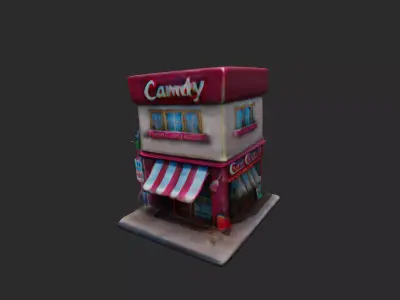 Candy Shop Building low poly 3D model