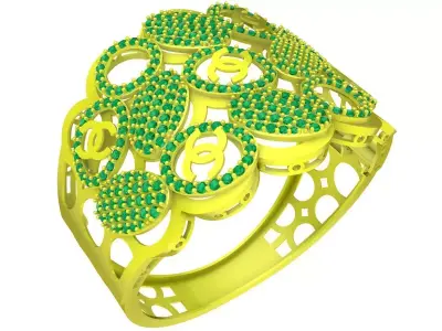 Luxury Floral Cluster Ring 3D Model 6288 3D print model