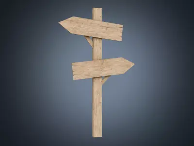 Signboards wooden 01 Low-poly 3D model