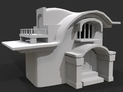 3D Game House with PBR Texturing Low-poly 3D model
