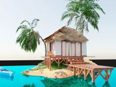 small island made with blender 3D model