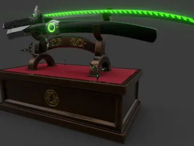Overwatch Genji DragonBlade and Shurikens 3D model