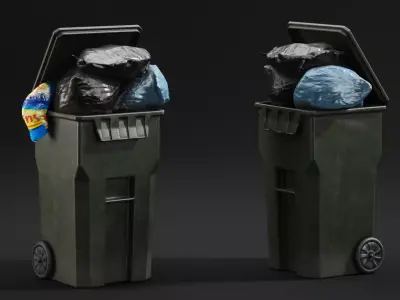Garbage Set Low-poly 3D model