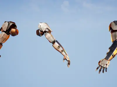 Mechanical Arm Robot Hand with Cables and Carvings 3D model 3D model