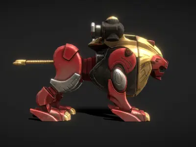 Red Lion Zord Low-poly 3D model