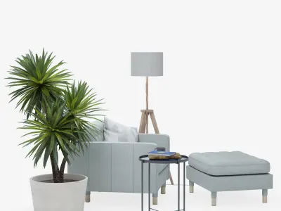 IKEA set with LANDSKRONA armchair and ottoman GLADOM coffe table 3D model