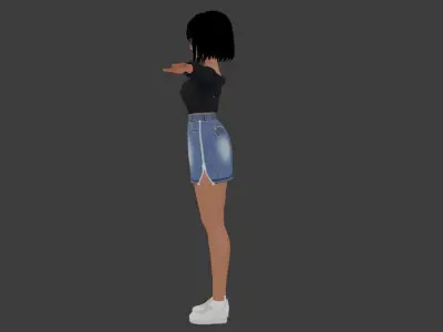 SciFi 3d anime kawaii girl character c18 Low-poly 3D model