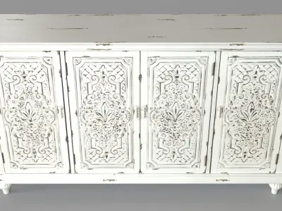Vintage Four Door Buffet White 3D model