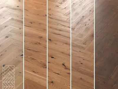 Boen Oak Parquet - Herringbone -Chevron and Linear -Set of 5 3D model