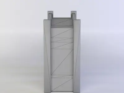 Bridge stone wall with door in middle Low-poly 3D model