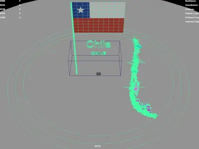Chile map region geography political geographic administrative 3D model