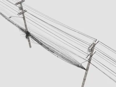 Urban Power Pole with Complex Wires Realistic 3D Model 3D model