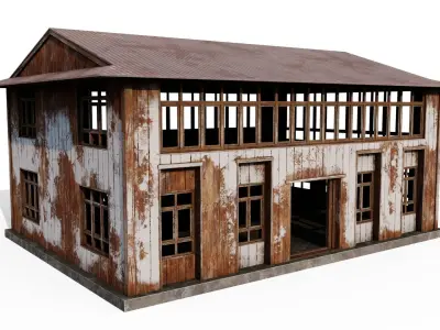 Village Hall Low-poly 3D model