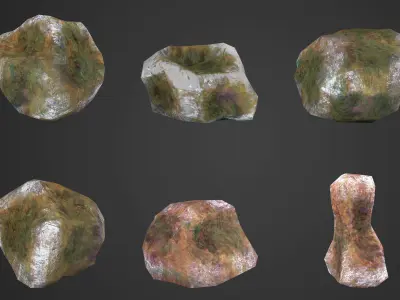 Stylized Rocks Bundle Low-poly 3D model