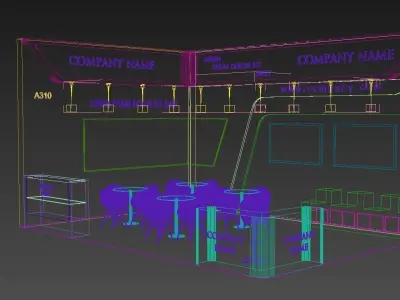 Booth Exhibition Stand Stall 5X7m Height 400 cm 2 Side Open 3D model