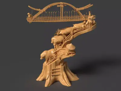 Chinese Bamboo Handcraft  Low-poly 3D model