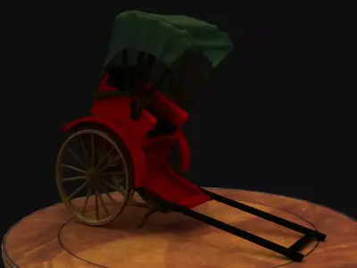 Chinese rickshaw   Low-poly 3D model