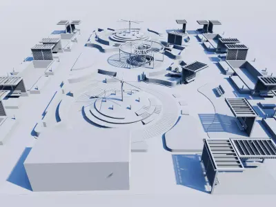 Modern Courtyard Landscape  Full 3D Package SketchUp Lumion 3D model